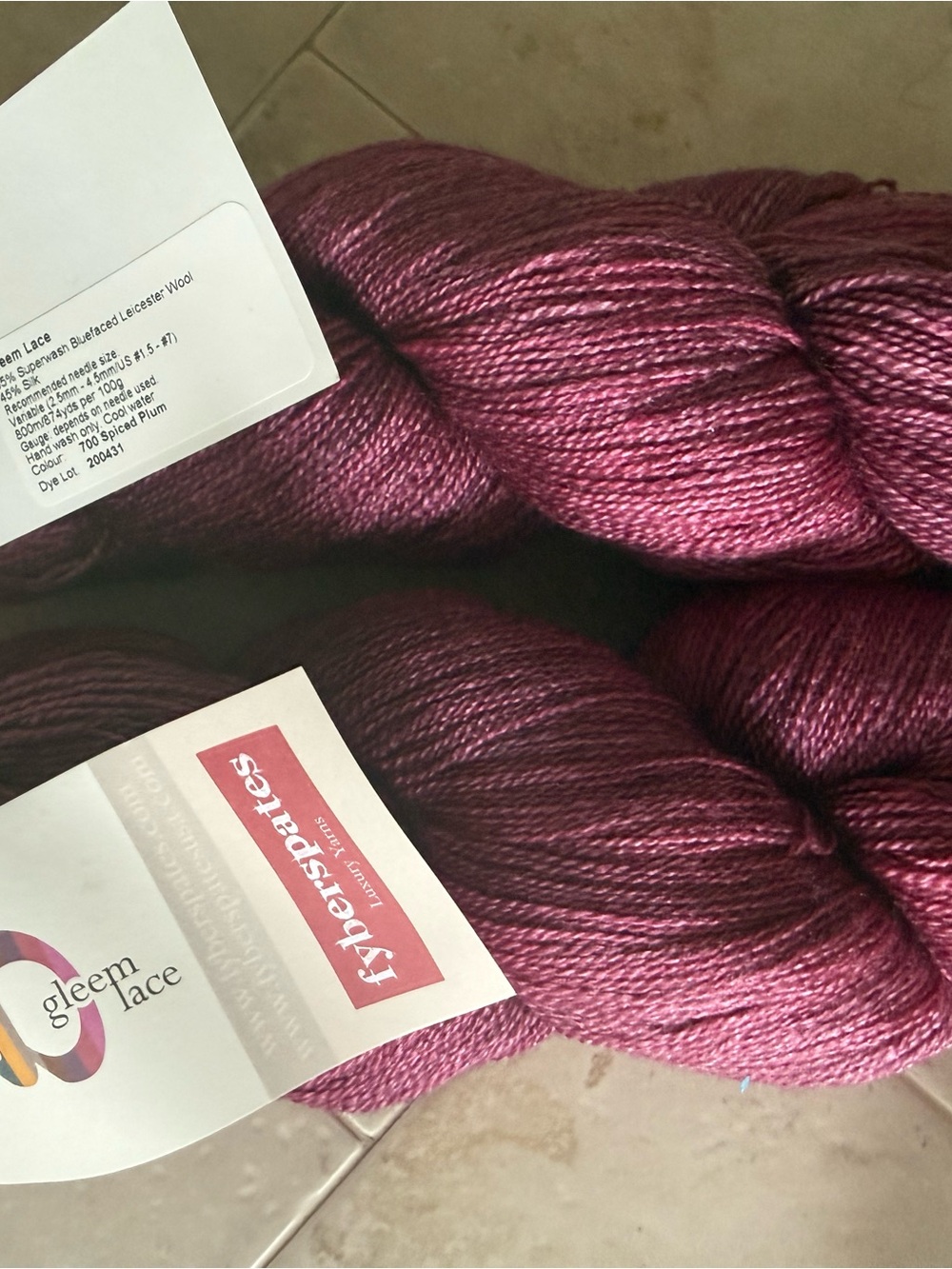 Gleem Lace Fiberspates Luxury Yarn - Deep Spiced Plum
